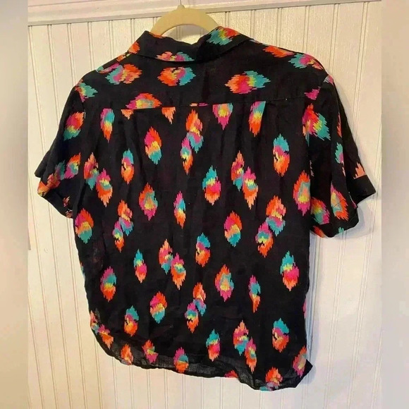 VTG Halston III Linen Blend Southwestern Camp Button Up - Picture 6 of 9